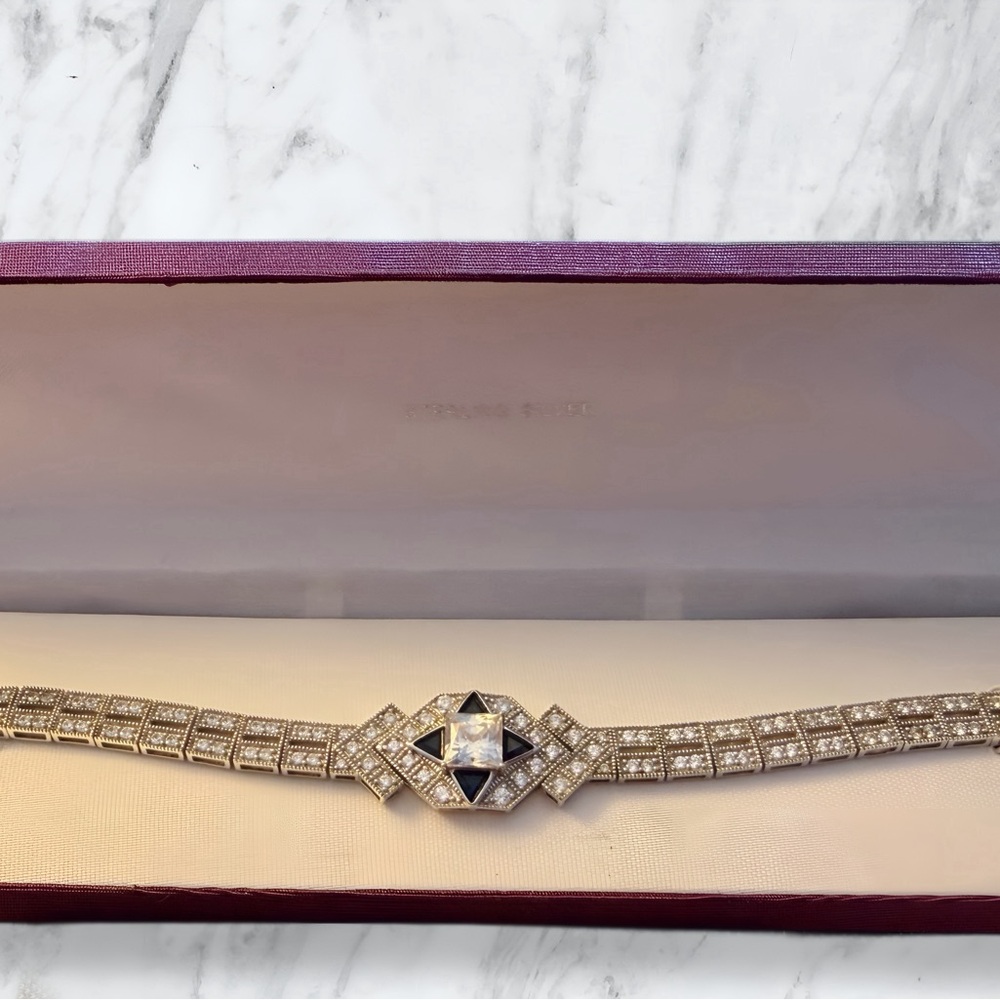 Elegant Silver and Blue Women's Sterling Bracelet